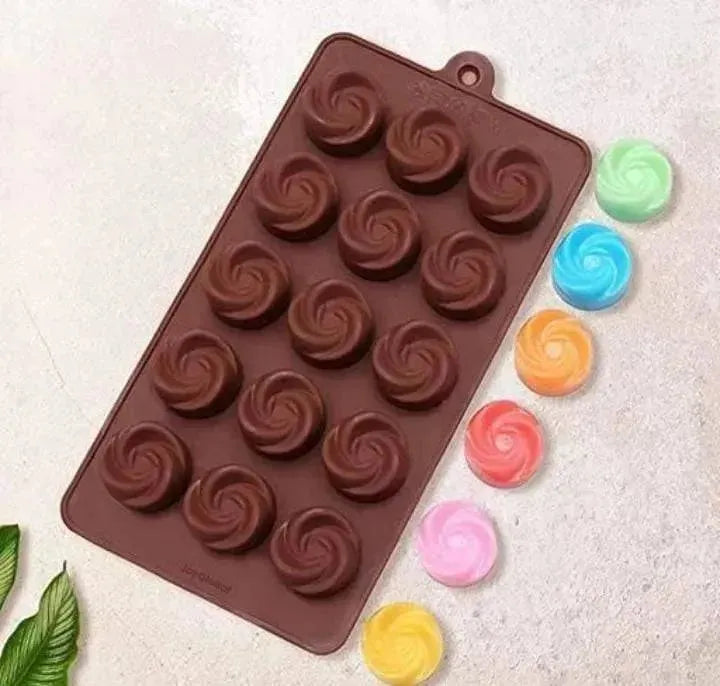 Rose Shape Silicon Chocolate Mould-15 Cavity - thebakingtools.com